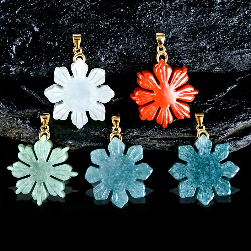 Gold Plated Jewelry - Collana con ciondolo girasole giada Myanmar