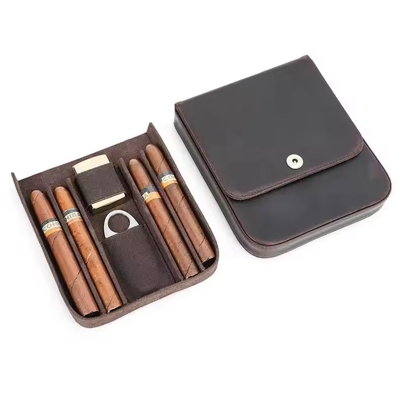Premium Cigar Case - Astuccio portatile per sigari, umidificatore, scatola