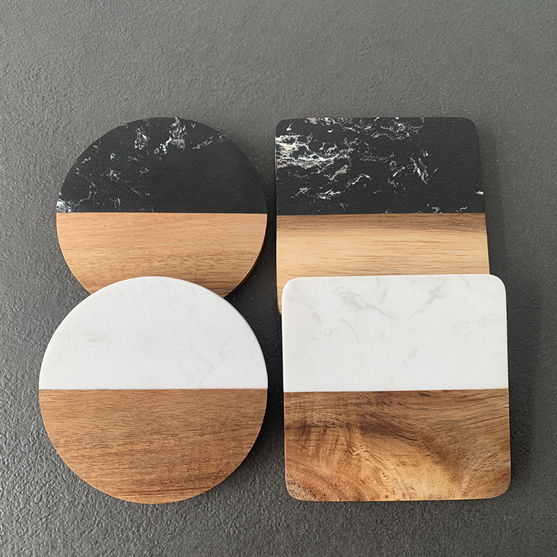 Marble Coaster Set - Sottobicchiere in marmo Sottobicchiere con cuciture